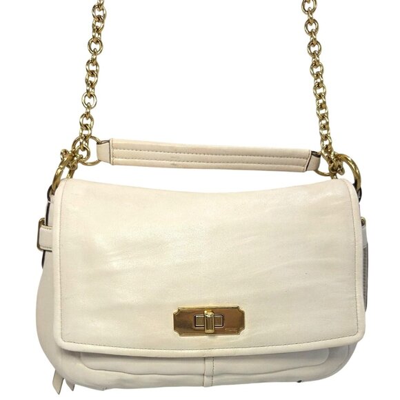 Coach Chelsea Parchment Leather Flap Turn Lock Shoulder or Crossbody Bag Chain - Picture 8 of 14
